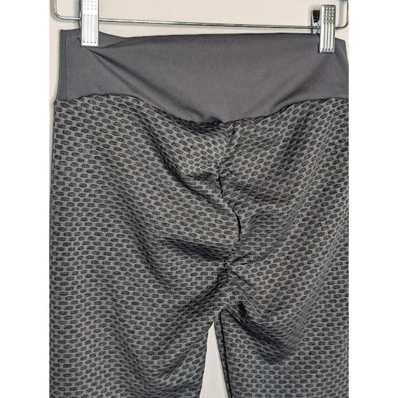 Womans Grey/Black Butt Lifting TikTok Honeycomb Workout Leggings Medium - Picture 6 of 8